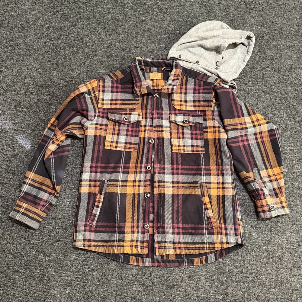 Red Head Ranch Plaid Heavy Shacket Jacket with removable Hood in Men's XL